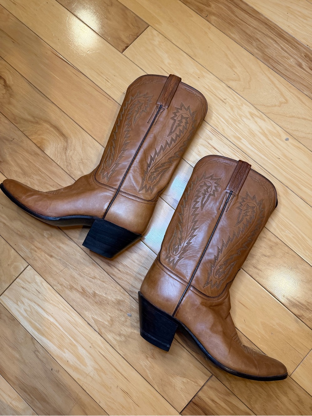 Lucchese Handmade Tan Leather Western Cowboy Boots Women’s Size 7A H3430 - Picture 12 of 16